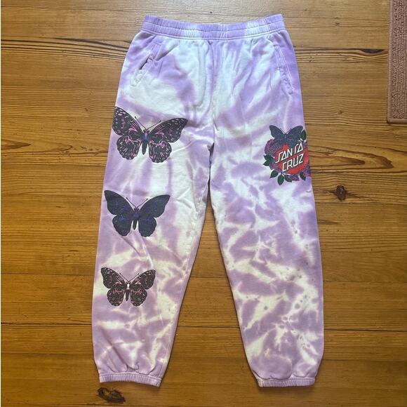 Broken Promises Santa Cruz purple tie dyed butterfly sweatpants SIZE L - Picture 1 of 6